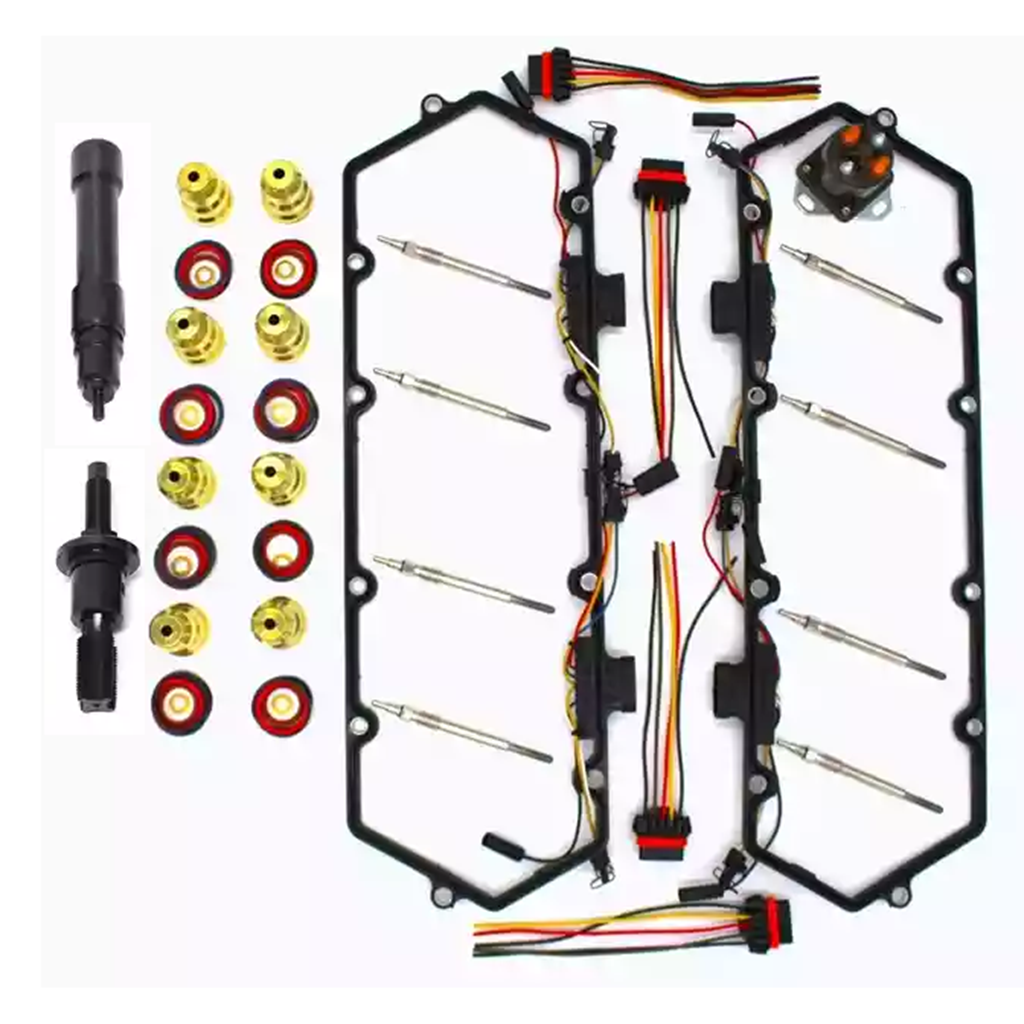 1994-1997 FORD POWERSTROKE 7.3L INJECTOR SLEEVE CUP REPLACEMENT KIT W/ GLOW PLUGS & CONTROLLER